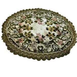 Vintage Floral Velour Coaster Floral Design Table Decor